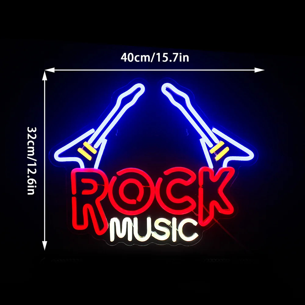 Rock Guitar 5V Mini USB LED Neon Sign - Budget Friendly