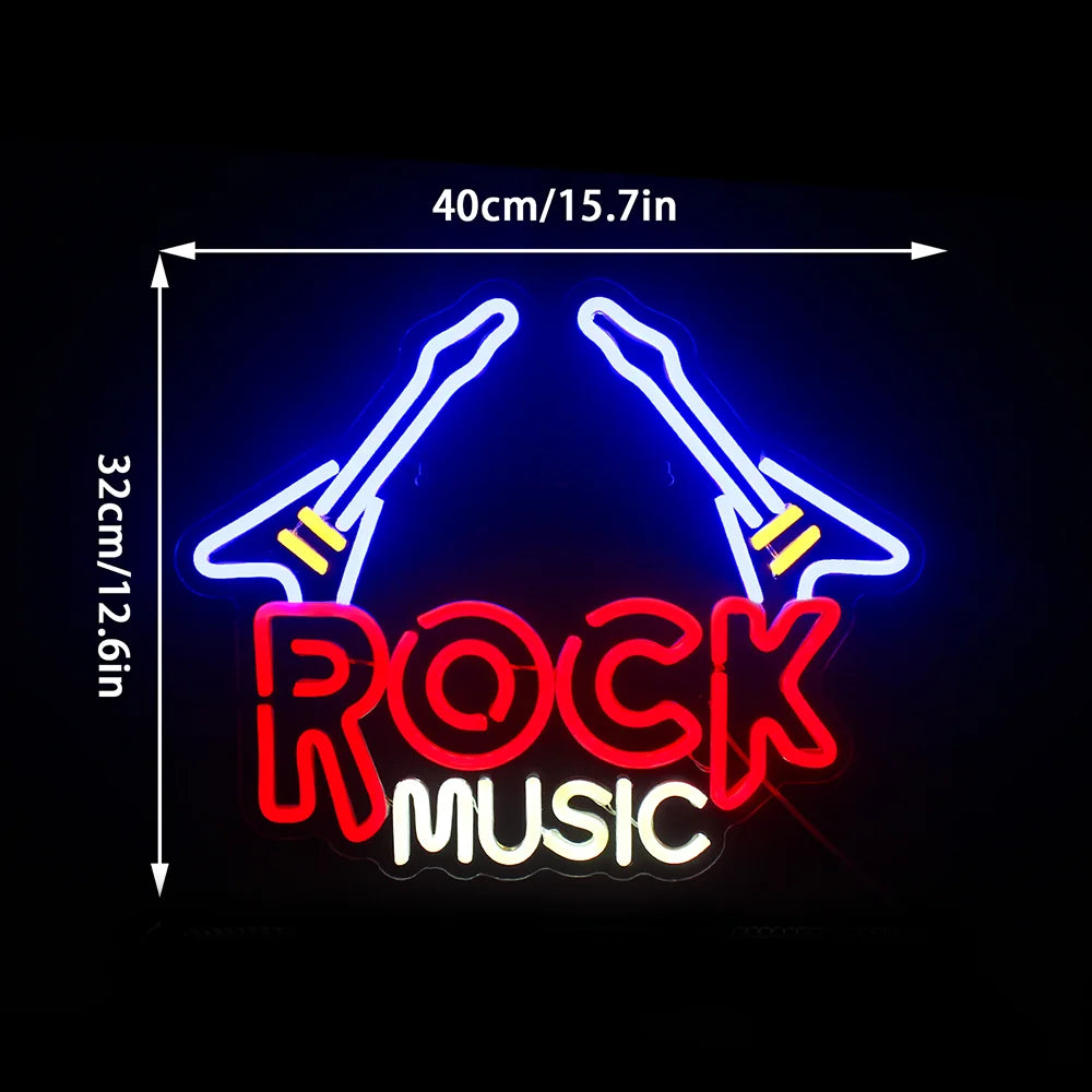 Rock Music Guitar 5V USB LED Neon Sign - Budget Friendly