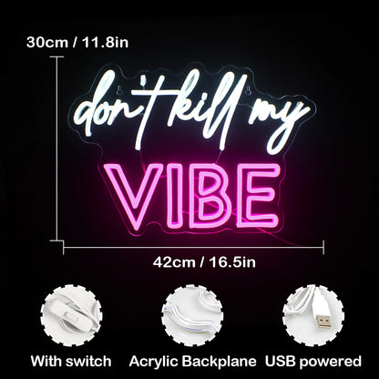 Don't Kill My Vibe 5V Mini USB LED Neon Sign - Budget Friendly