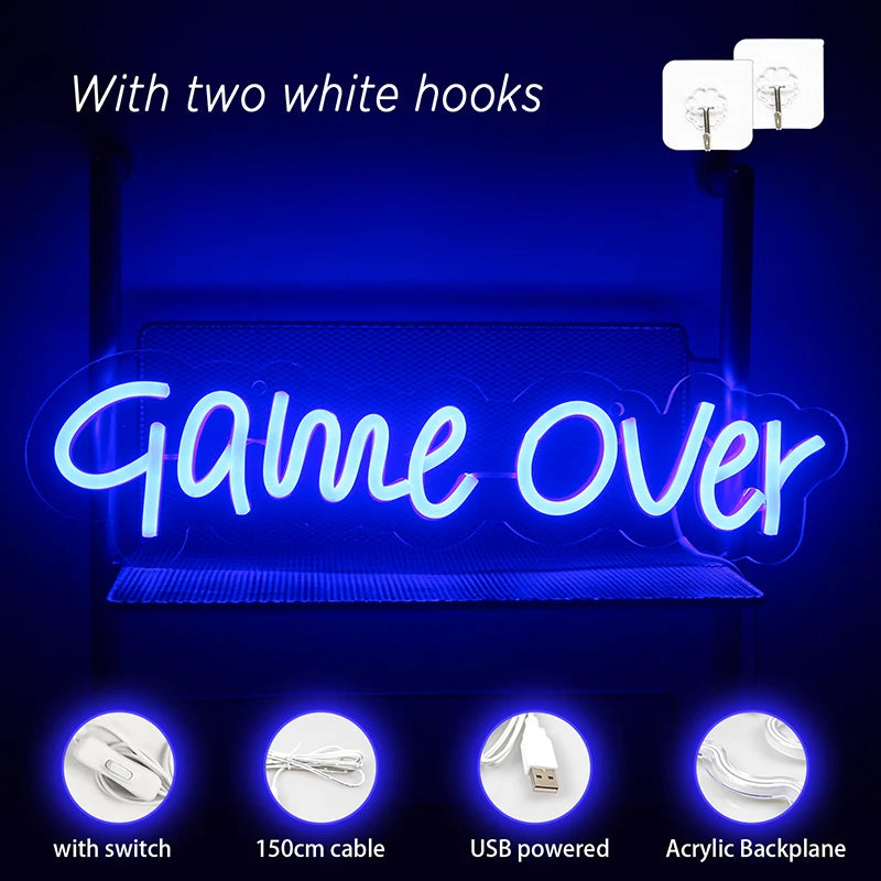 Game Over – LED-Neon-Schriftzug (5 V USB)