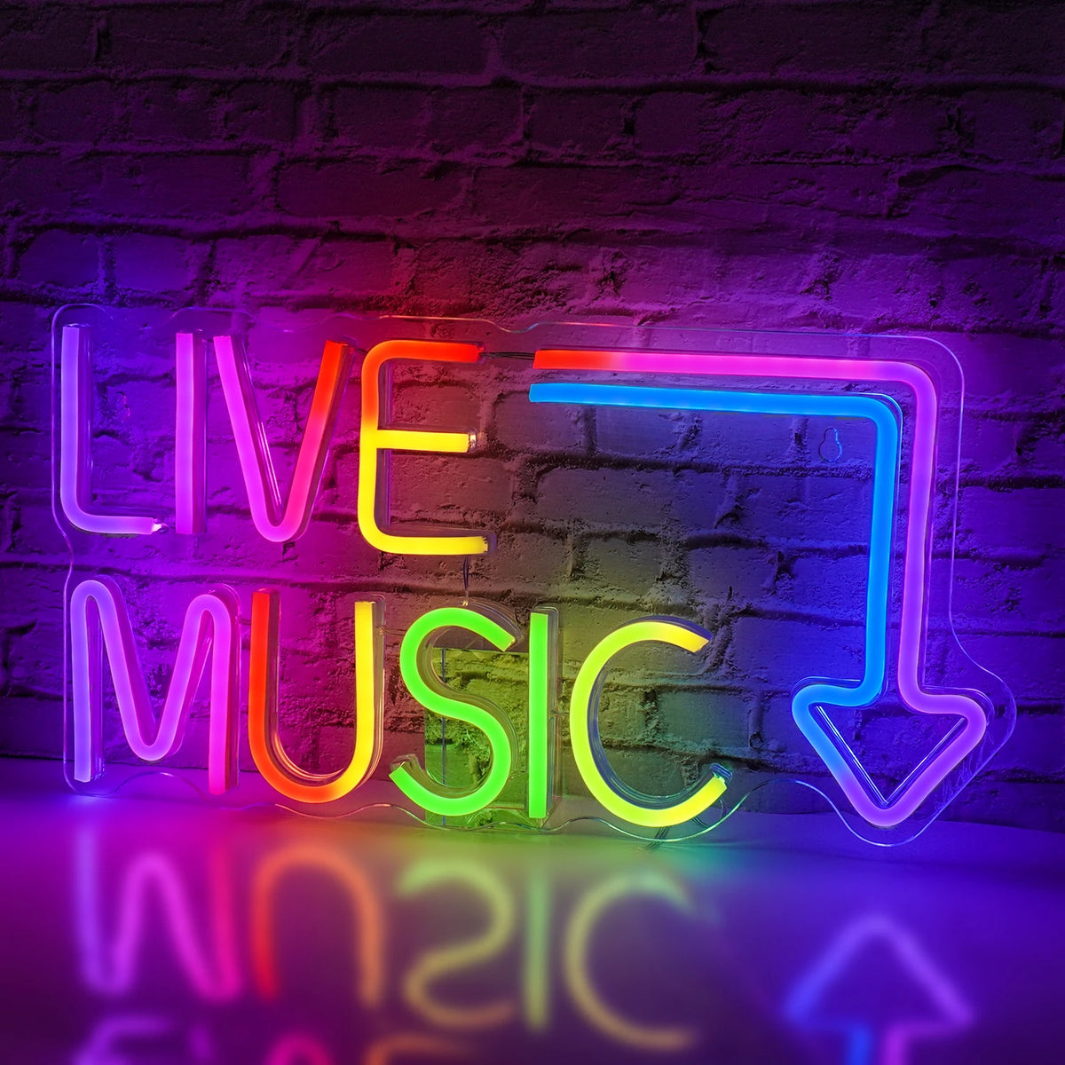 Live Music – Pfeil – LED-Neonschild (5 V USB)