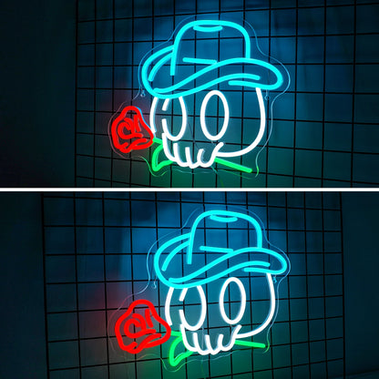 Cowboy Skull Rose 5V Mini USB LED Neon Sign - Budget Friendly