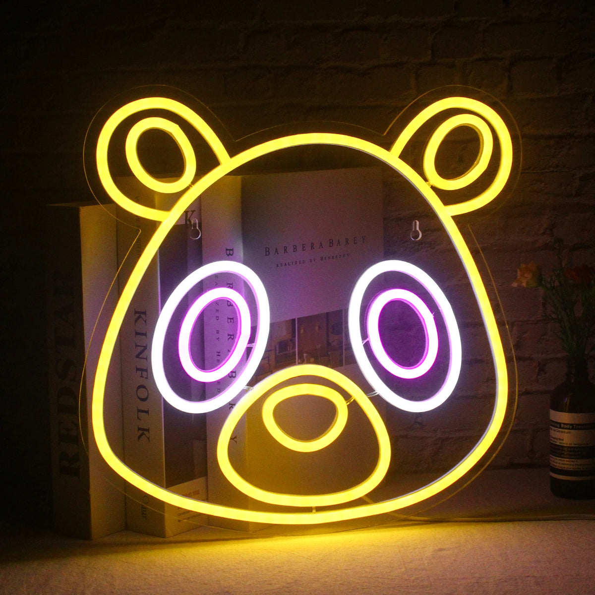 Bär im Anime-Stil – LED-Neonschild (5 V USB)