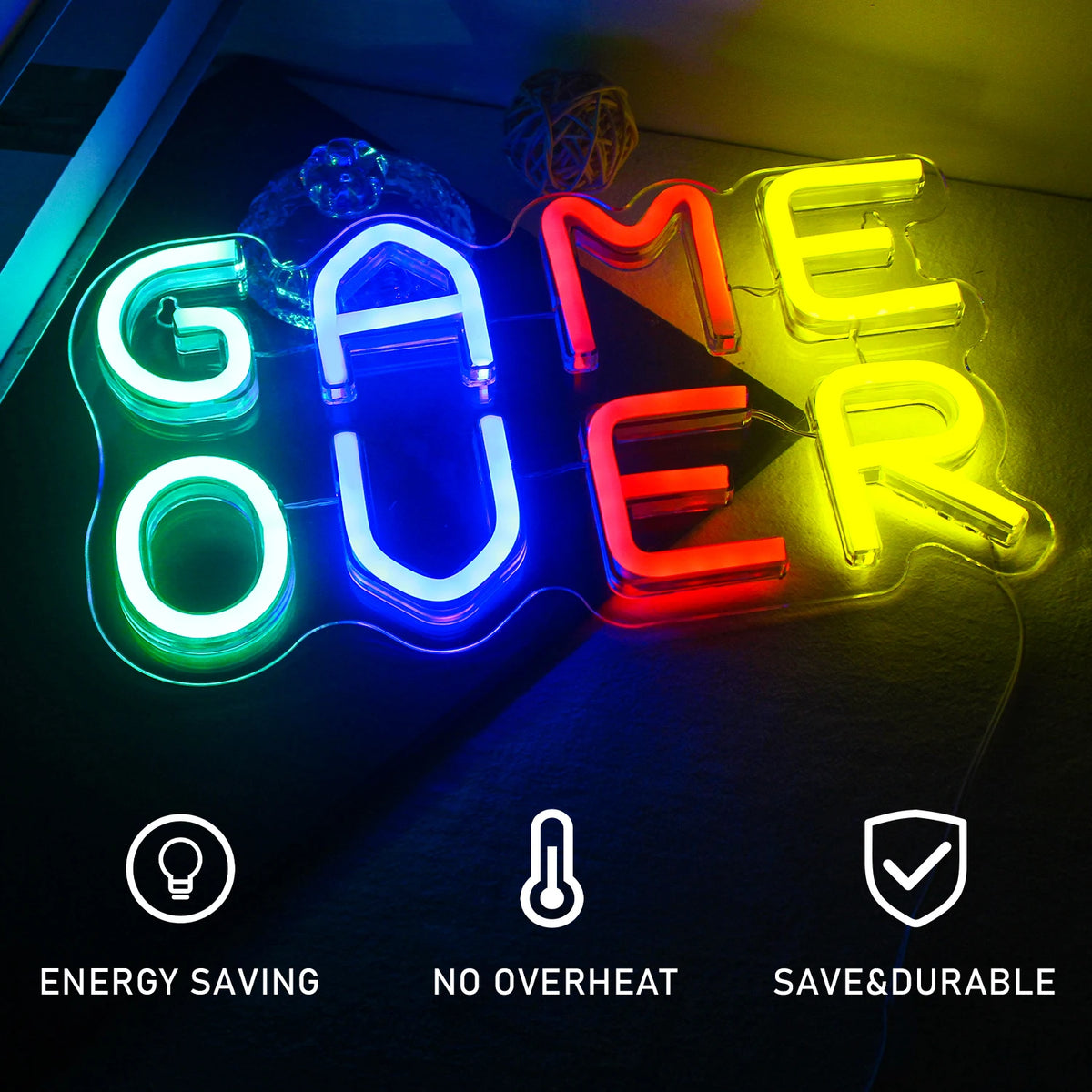 Game Over – LED-Neon-Schriftzug (5 V USB)