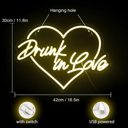 Drunk in Love 5V Mini USB LED Neon Sign - Budget Friendly