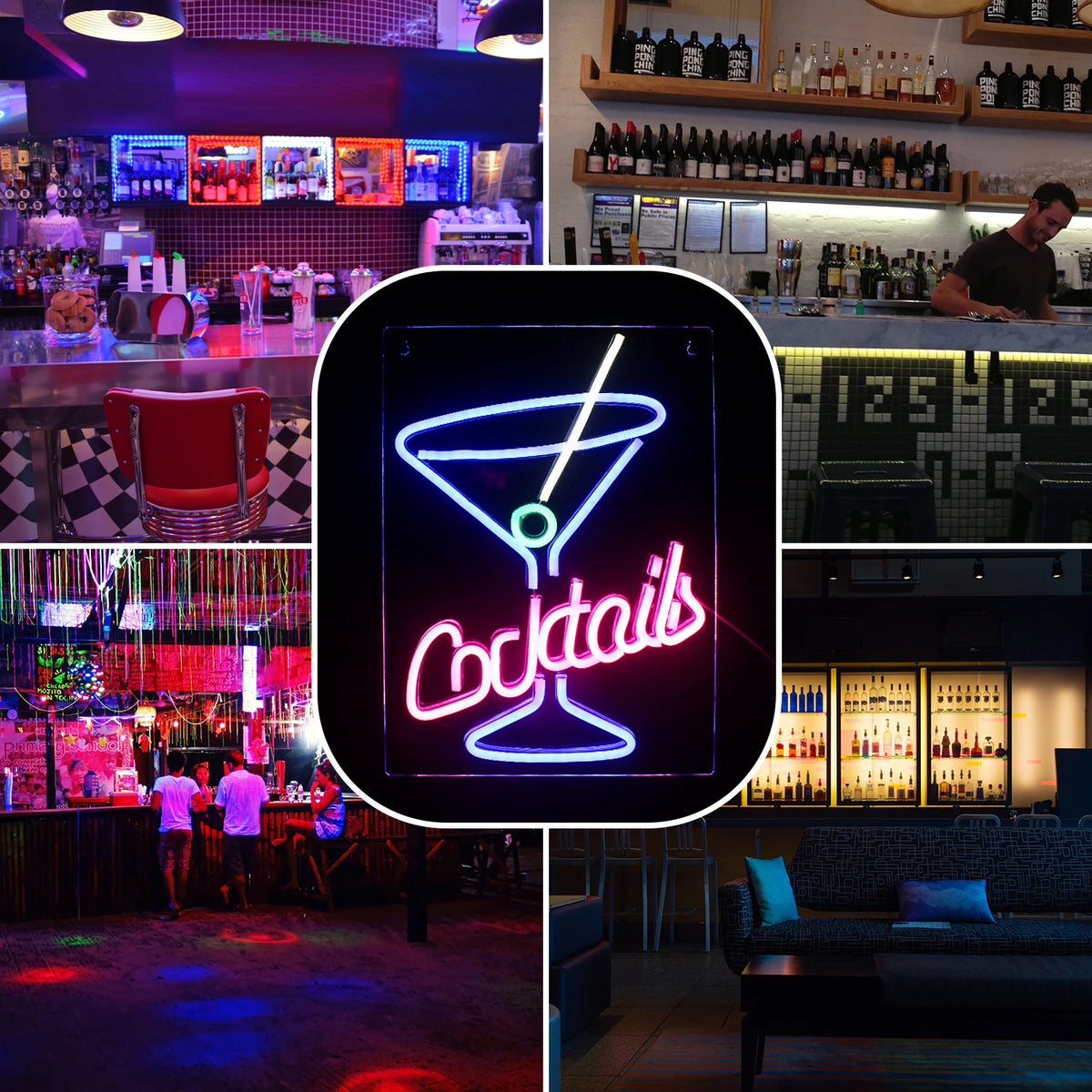 Cocktails 5V USB LED Neon Sign - Budget Friendly