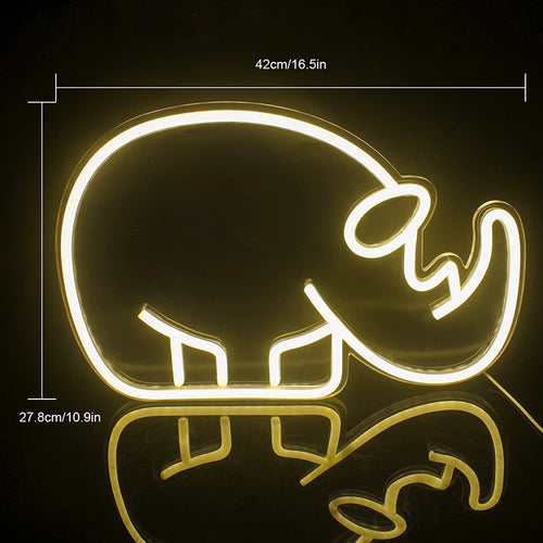 Nashorn – LED-Neonschild (5 V USB)