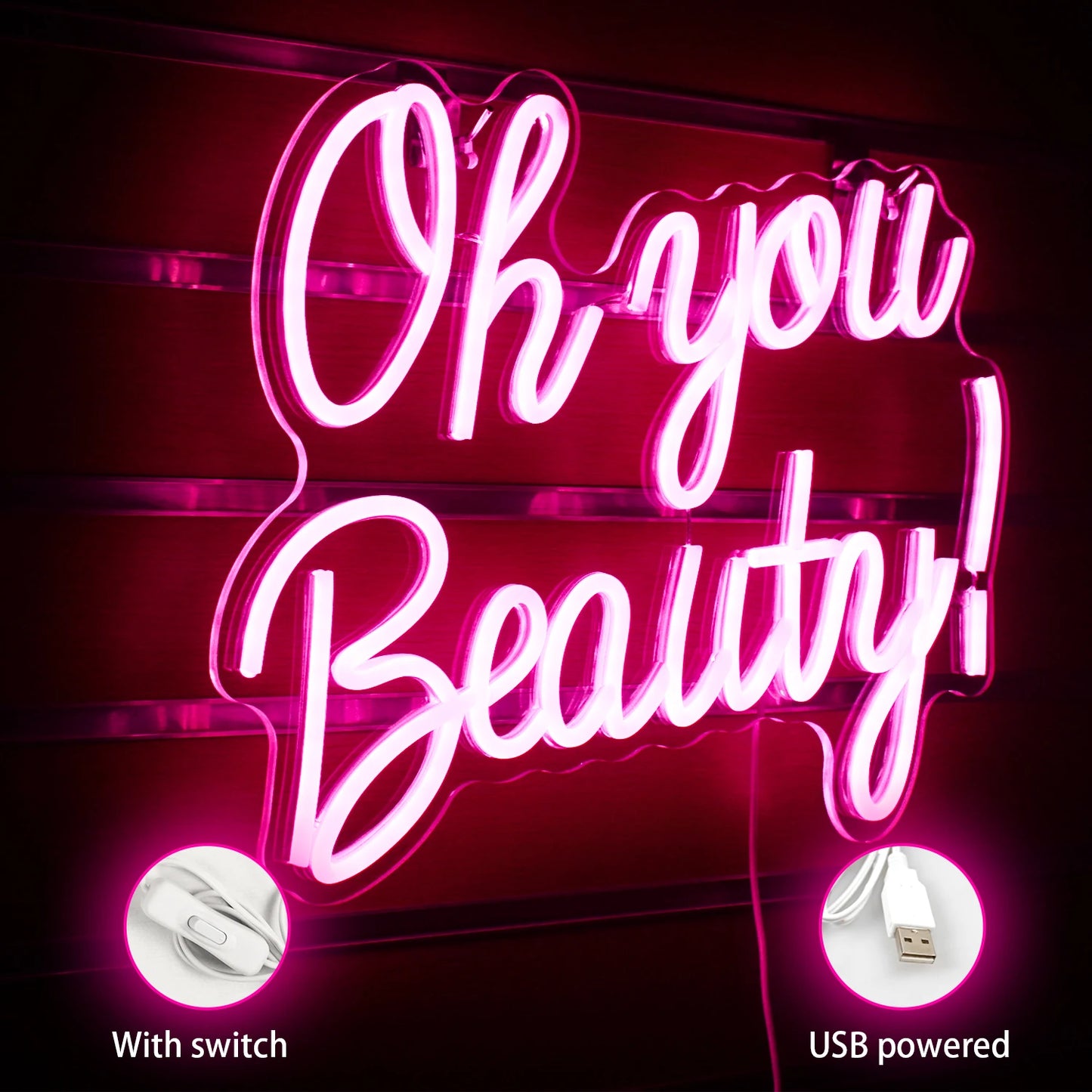 Oh You Beauty 5V Mini USB LED Neon Sign - Budget Friendly