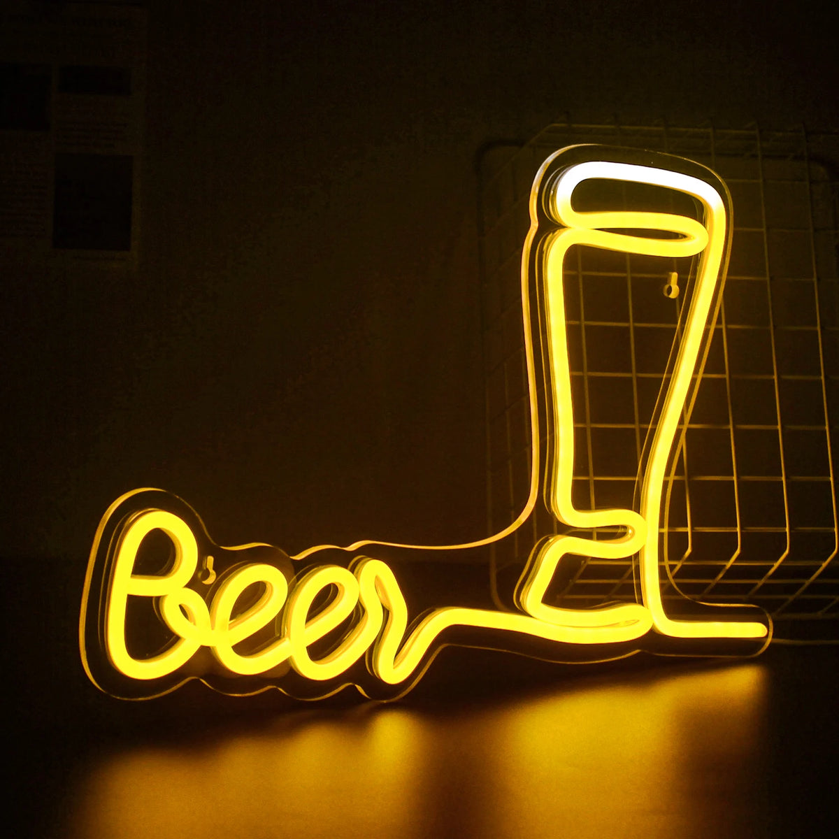 Beer – Hohes Bierglas – LED-Leuchtschild (5 V USB)
