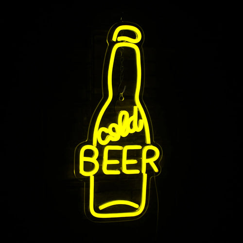 Cold Beer – Bierflasche – LED-Leuchtschild (5 V USB)