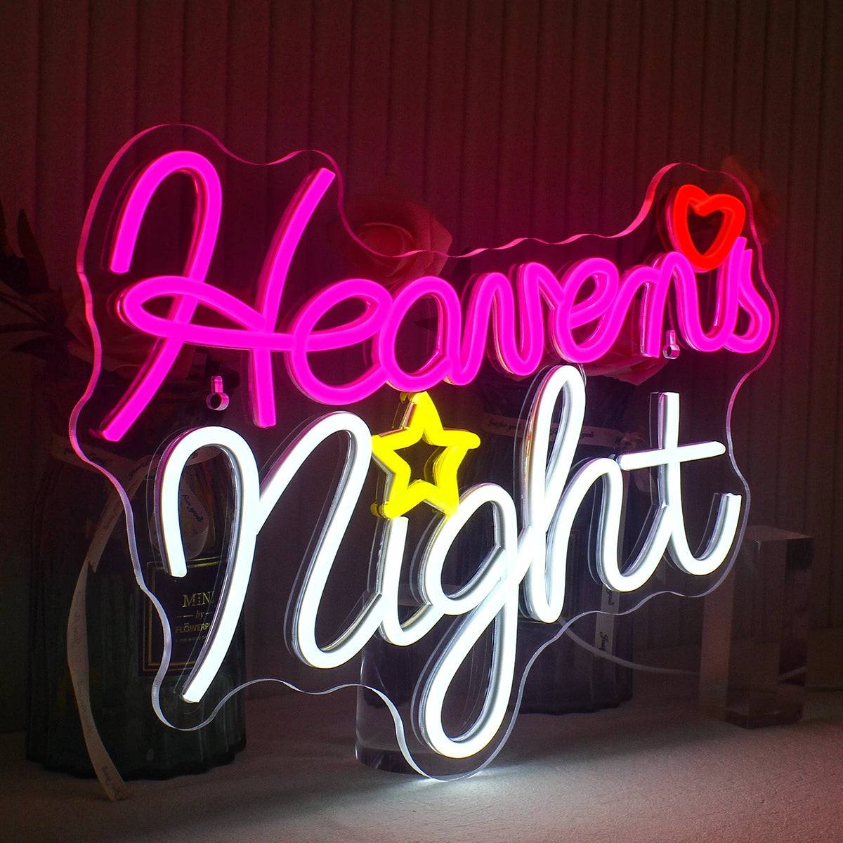 Heavens Night – Herz und Stern – LED-Neonschild (5 V USB)