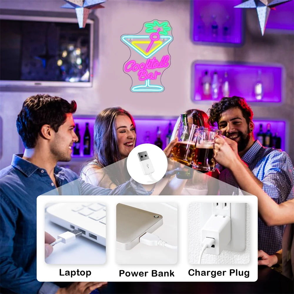 Cocktail Bar 5V USB LED Leuchtschild - Preiswert