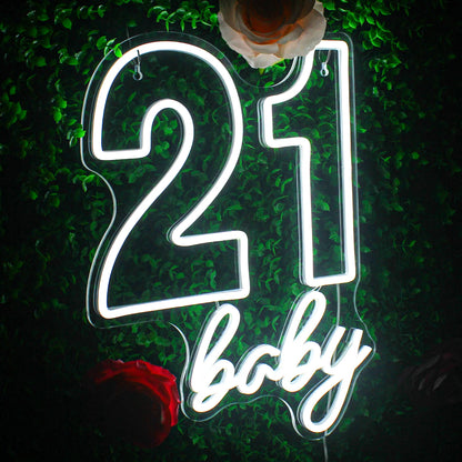 21 baby Happy Birthday 5V Mini USB LED Neon Sign - Budget Friendly