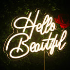Hello Beautiful – Schreibschrift – LED-Leuchtschild (5 V USB)