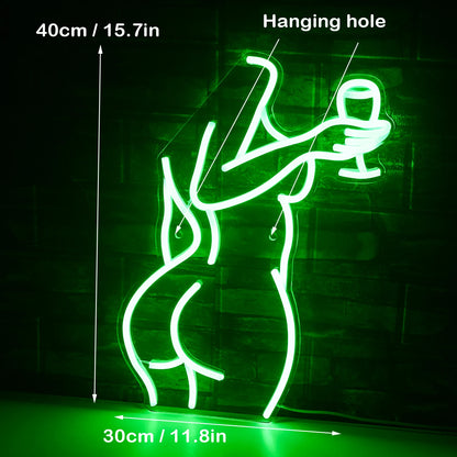 Woman Wine Glass 5V Mini USB LED Neon Sign - Budget Friendly