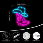 Cowboystiefel und Hut – LED-Neonschild (5 V USB)