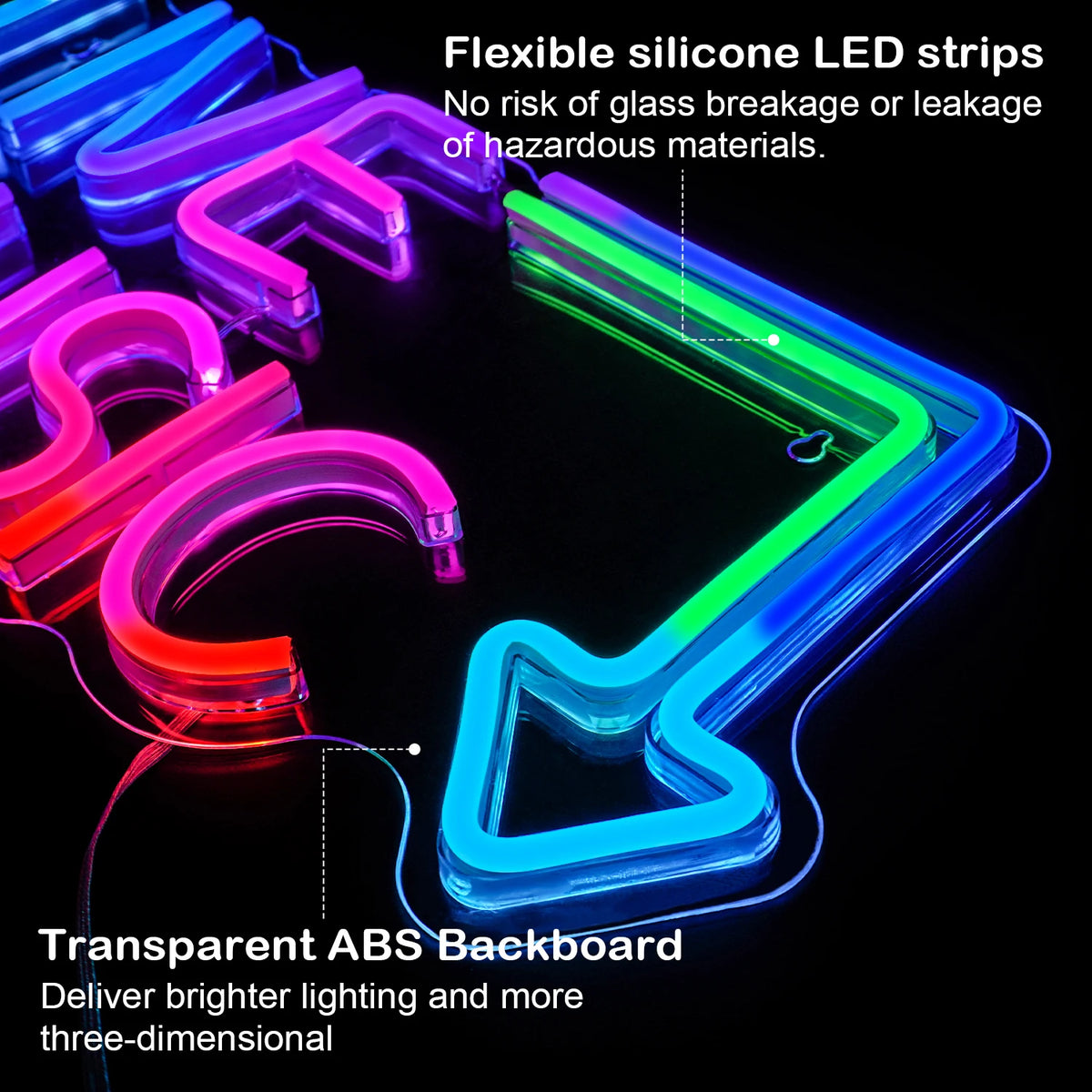 Live Music – Pfeil – LED-Neonschild (5 V USB)