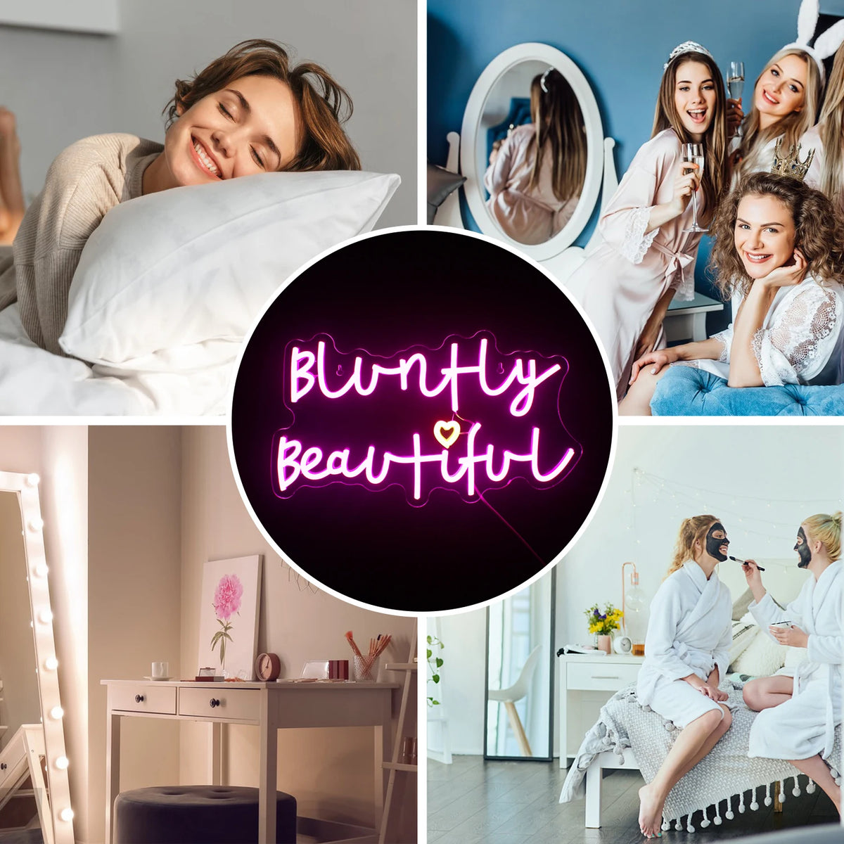 Bluntly Beautiful – Herz – LED-Leuchtschild (5 V USB)