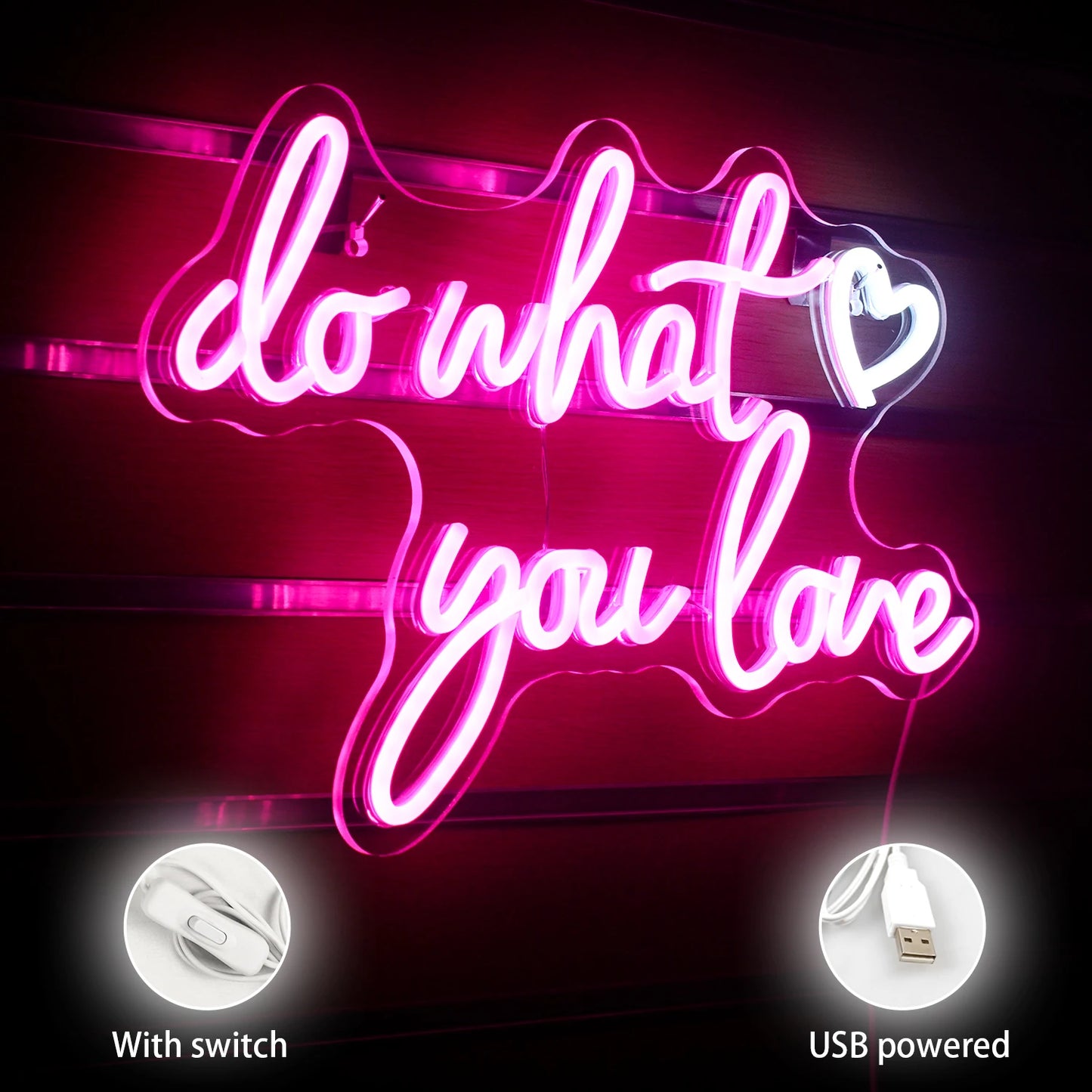 Do What You Love 5V Mini USB LED Neon Sign - Budget Friendly