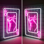 Damenkarte mit Frauensilhouette und Herzsymbol – LED-Neonschild (5 V USB)
