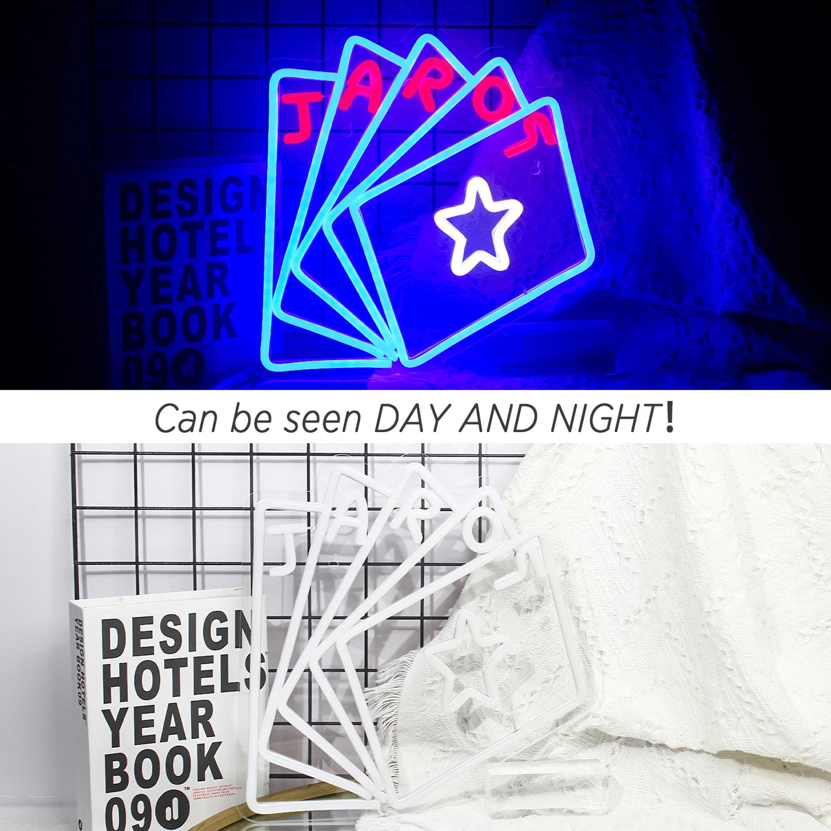 TAROT – Karten und Stern – LED-Neonschild (5 V USB)