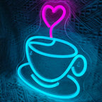 Kaffeetasse und Herz – LED-Leuchtschild (5 V USB)