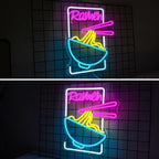 Ramen – Nudelschale und Essstäbchen – LED-Leuchtschild (5 V USB)
