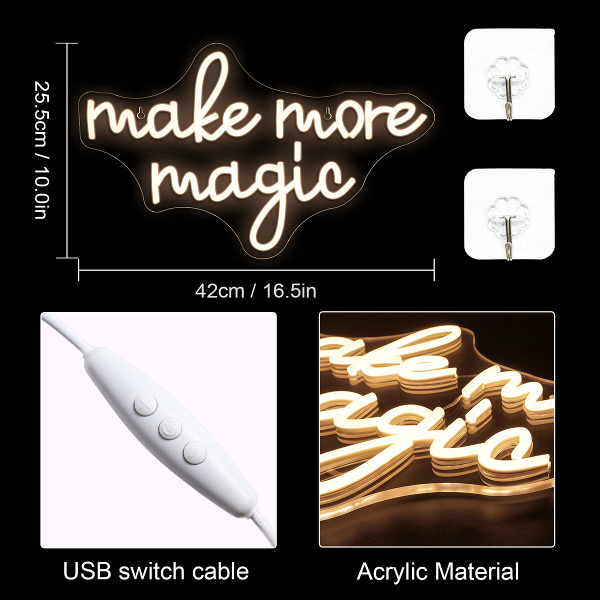 Make More Magic 5V USB LED Neon Sign - Budget Friendly