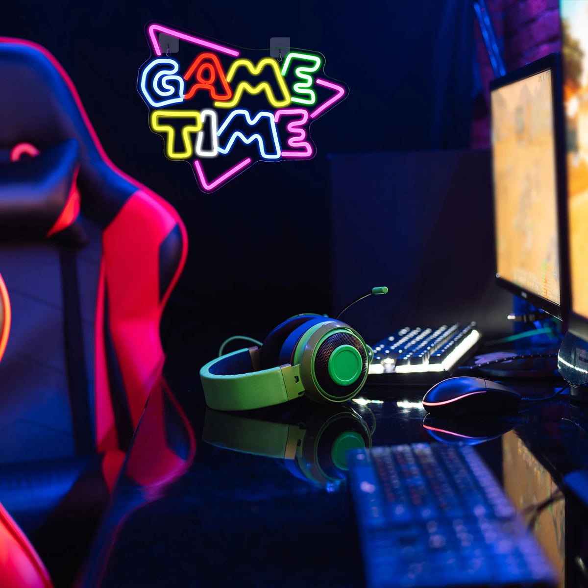 GAME TIME – Dreieck – LED-Neonschild (5 V USB)