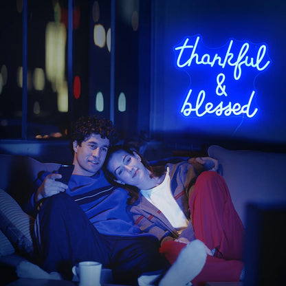 Thankful and Blessed 5V USB LED Neon Sign - Budget Friendly