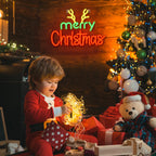 merry Christmas – Rentiergeweih – LED-Neonschild (5 V USB)
