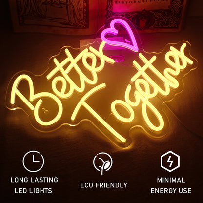 Better Together Heart 5V Mini USB LED Neon Sign - Budget Friendly