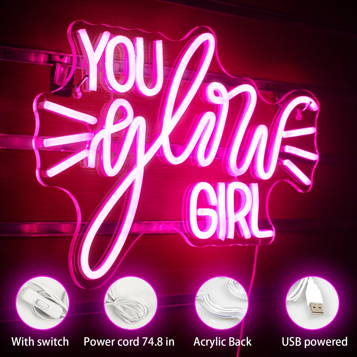 You Glow Girl 5V USB LED Neon Schild - Preiswert