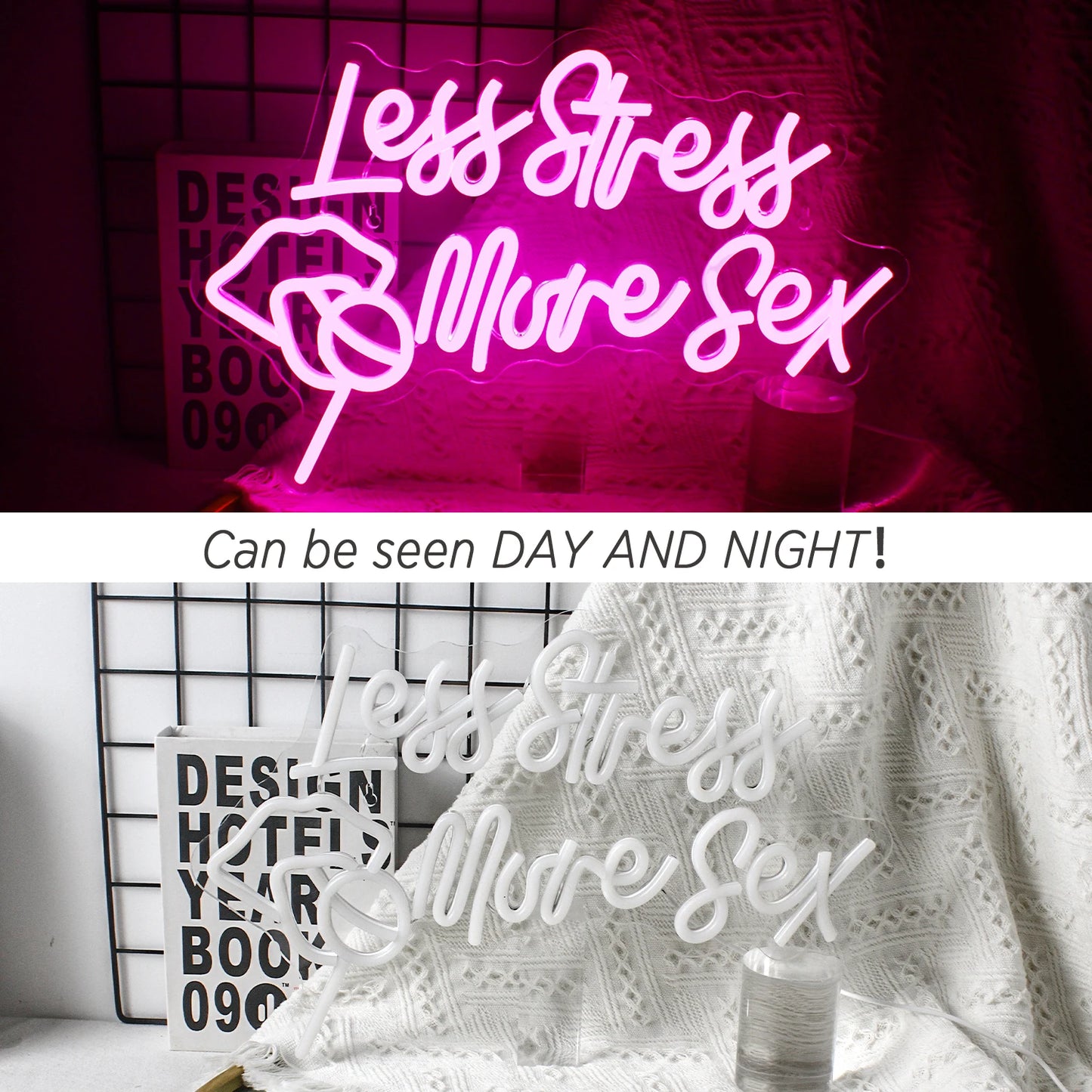 Less Stress More Sex 5V Mini USB LED Neon Sign - Budget Friendly