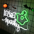 LET'S GET Spooky – Fledermaus als Halloweenmotiv – LED-Neonschild (5 V USB)