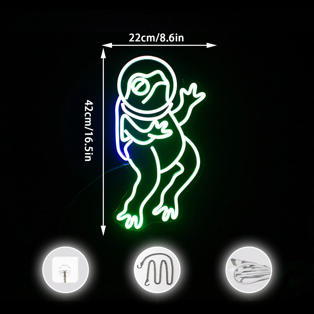 Green Frog 5V USB LED Neon Sign - Budget Friendly