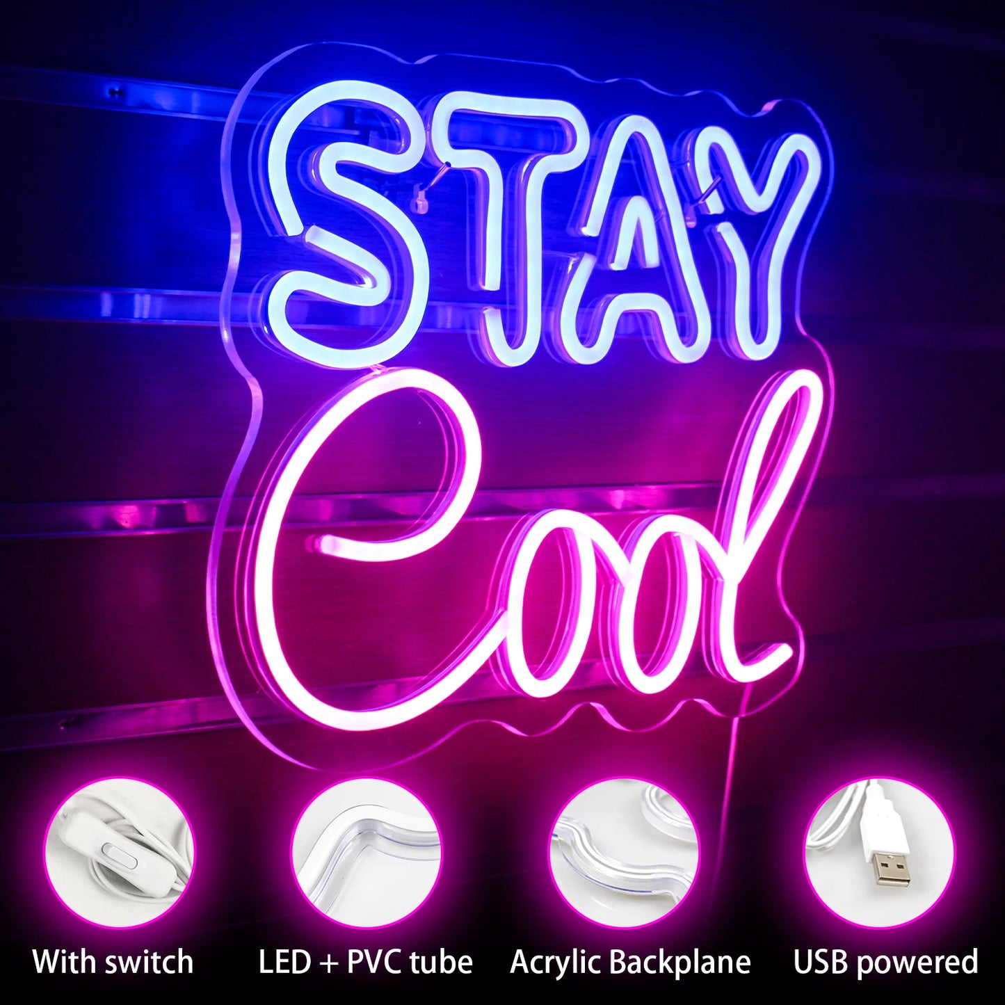 Stay Cool 5V Mini USB LED Neon Sign - Budget Friendly