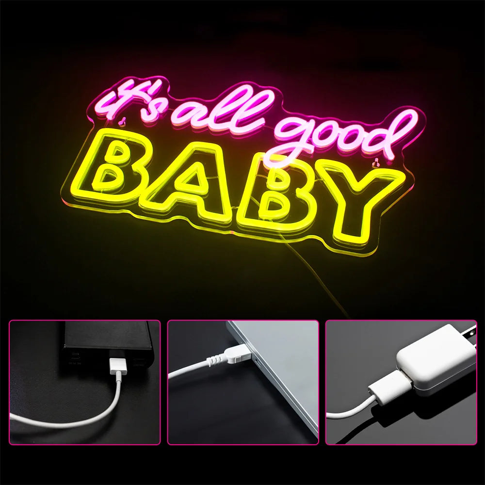 It's All Good Baby 5V Mini USB LED Neon Sign - Budget Friendly