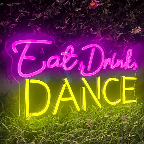Eat, Drink, DANCE – LED-Leuchtschild (5 V USB)