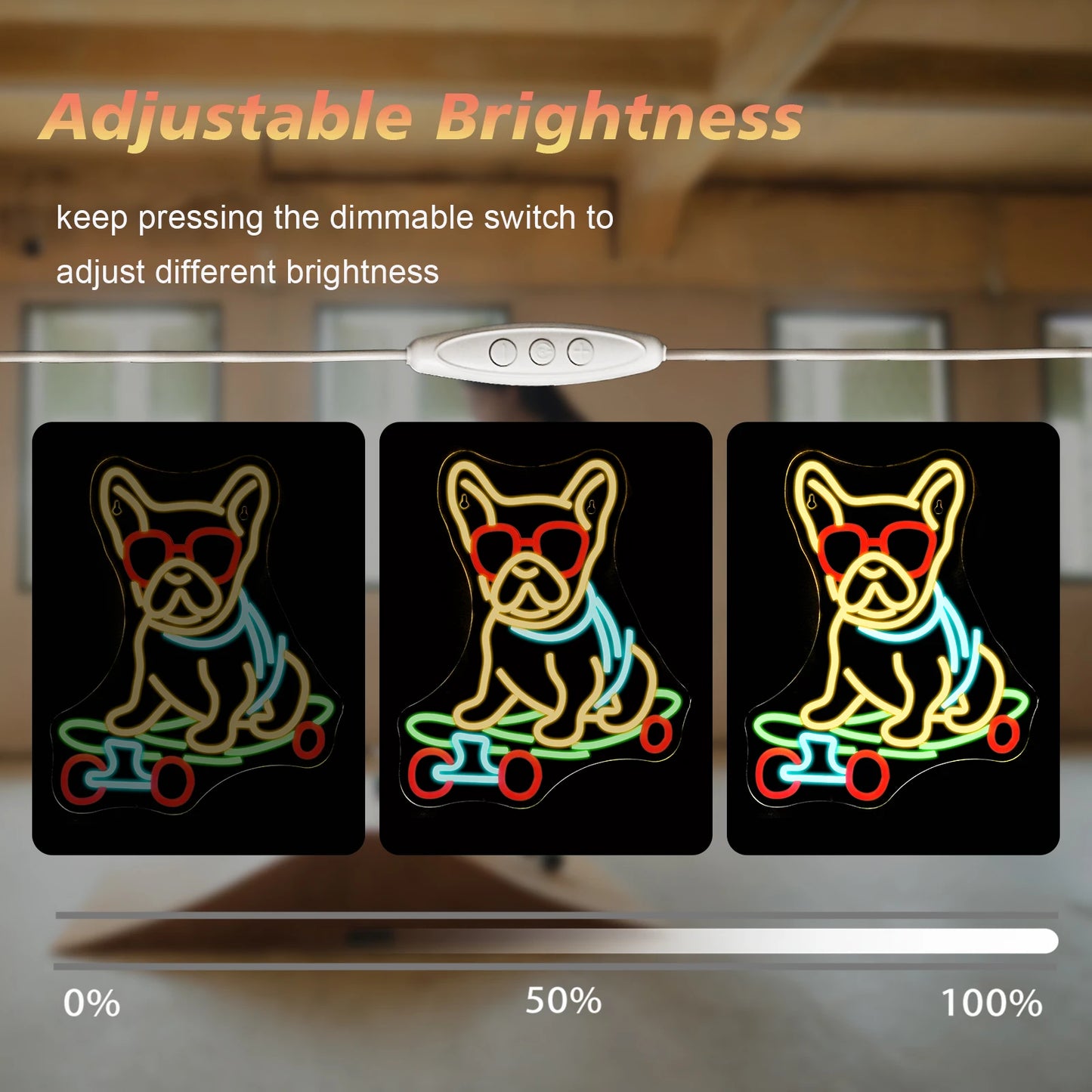Skateboard Hund 5V USB LED Leuchtschild - Preiswert