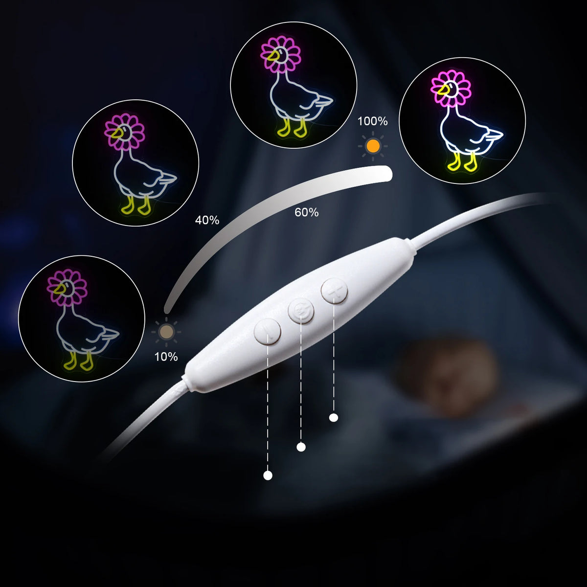 Rosa-weiße Ente – LED-Neonschild (5 V USB)