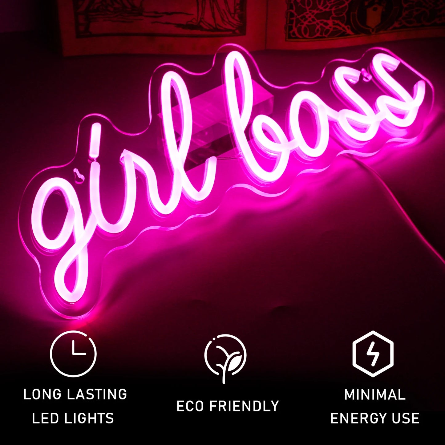 Girl Boss 5V Mini USB LED Neon Sign - Budget Friendly