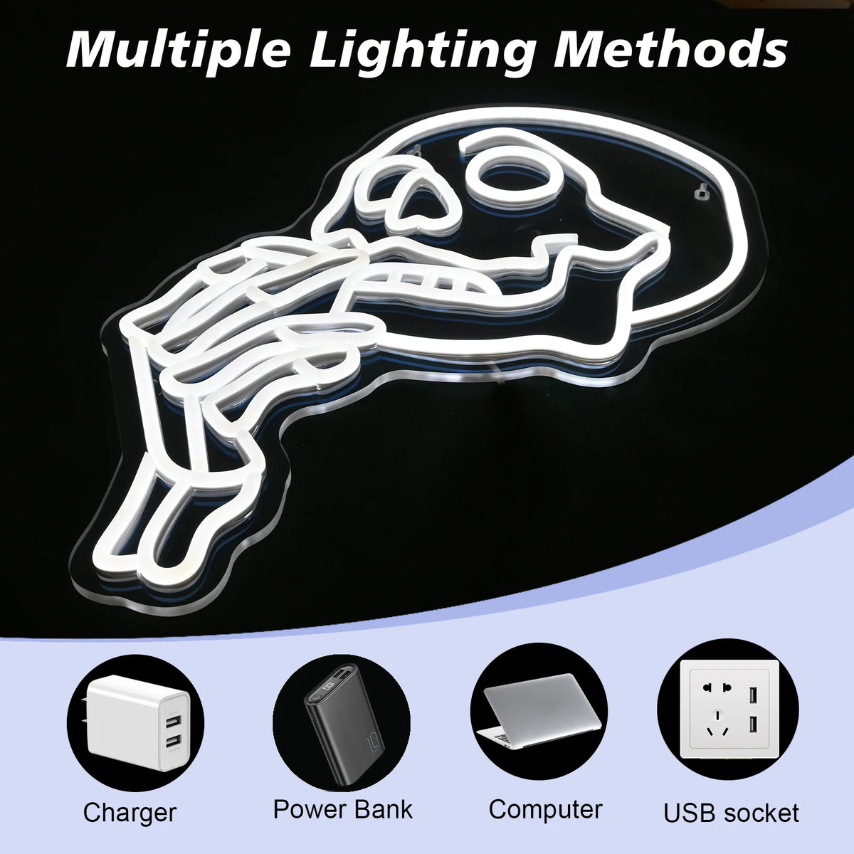 Totenkopf – LED-Neonschild (5 V USB)