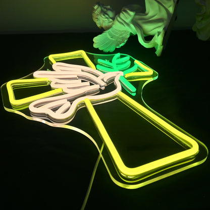 Cross and Dove of Peace 5V Mini USB LED Neon Sign - Budget Friendly