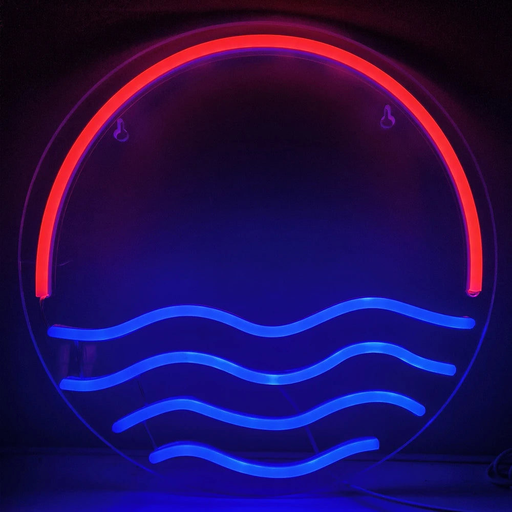 Sonnenuntergang und Meer – LED-Neonschild (5 V USB)