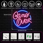Game Over – Runde Umrandung – LED-Neonschild (5 V USB)