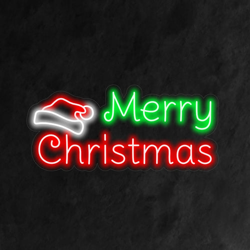 „Santa Claus Hat Merry Christmas Neon Sign“ ist eine verspielte und festliche Ergänzung für Ihr weihnachtliches Interieur. Ein Neonlicht mit der legendären Weihnachtsmannmütze.