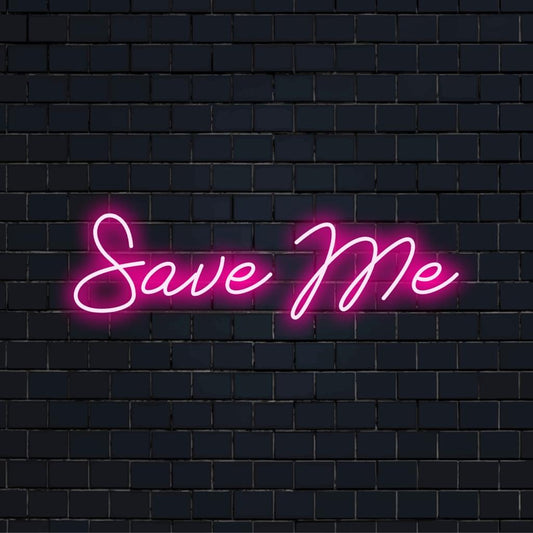 Custom LED neon sign featuring the text Save Me, designed as eye-catching neon wall decor for personal spaces.