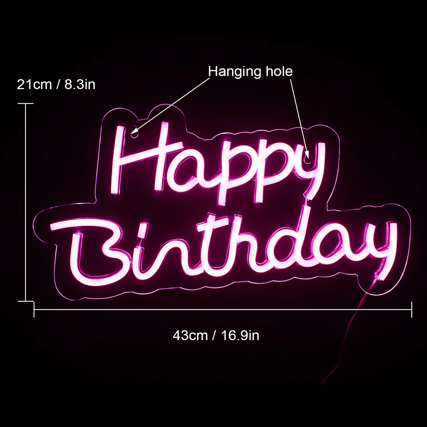 Happy Birthday 5V Mini USB LED Neon Sign - Budget Friendly