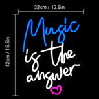 Music is the answer – Herz – LED-Neonschild (5 V USB)